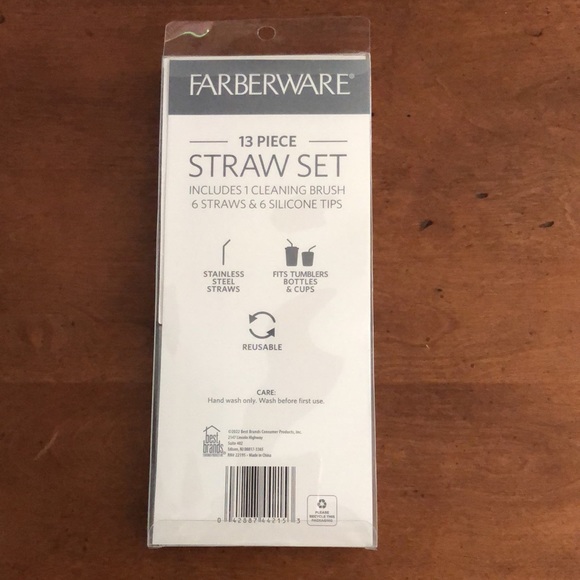 🌵 3/$15 Farberware 13 piece stainless steel straw set with cleaning brush - Picture 3 of 4